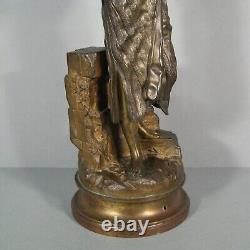 La Porteuse D'eau Jeune Fille Sculpture Orientaliste Bronze Ancien Signé Leroux