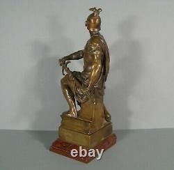 La Vaillance Sculpture Guerrier Antique Bronze Ancien Signé Émile Picault