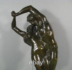 La Valse Couple Danseurs Nus Sculpture Érotique Bronze Ancien Paris