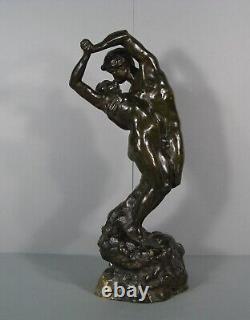 La Valse Couple Danseurs Nus Sculpture Érotique Bronze Ancien Paris