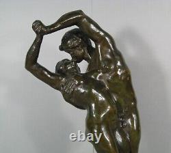 La Valse Couple Danseurs Nus Sculpture Érotique Bronze Ancien Paris