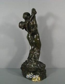 La Valse Couple Danseurs Nus Sculpture Érotique Bronze Ancien Paris