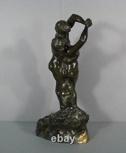 La Valse Couple Danseurs Nus Sculpture Érotique Bronze Ancien Paris