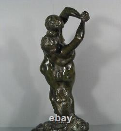 La Valse Couple Danseurs Nus Sculpture Érotique Bronze Ancien Paris