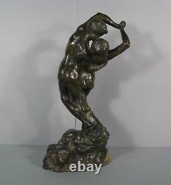 La Valse Couple Danseurs Nus Sculpture Érotique Bronze Ancien Paris