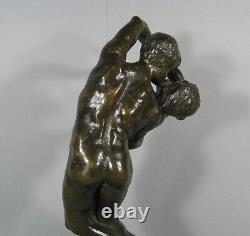 La Valse Couple Danseurs Nus Sculpture Érotique Bronze Ancien Paris