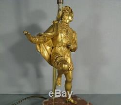 Lampe Gentilhomme Renaissance Mignon Du Roi Sculpture Ancienne Bronze Doré