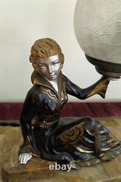 Lampe verrier statue sculpture femme élégante Art Déco 1930 ancienne le marbre