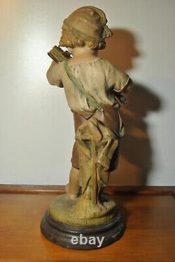 Laure MARTIN sculpture statue ancienne biscuit terre cuite 19 20 siècle musicien