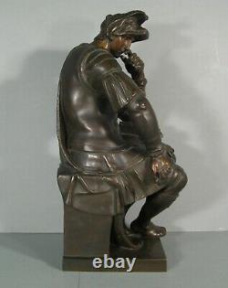 Laurent De Médicis Sculpture Bronze Ancien D'après Michel-ange