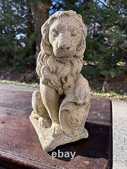 Lion Ancien Sculpture Statue Décoration Jardin Pierre Reconstitué Ciment