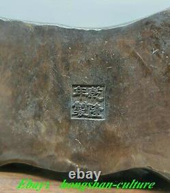 Marqué Chine Ancienne Bronze Doré Richesse Yuanbao Dragon Licorne Bête