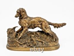 Mène, Sylphe, épagneul, ancien bronze animalier, Chasse