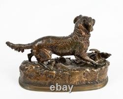 Mène, Sylphe, épagneul, ancien bronze animalier, Chasse