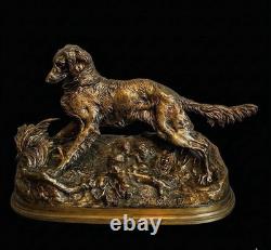 Mène, Sylphe, épagneul, ancien bronze animalier, Chasse
