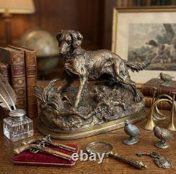 Mène, Sylphe, épagneul, ancien bronze animalier, Chasse