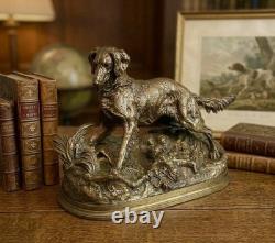 Mène, Sylphe, épagneul, ancien bronze animalier, Chasse