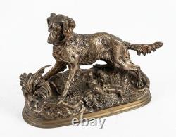 Mène, Sylphe, épagneul, ancien bronze animalier, Chasse