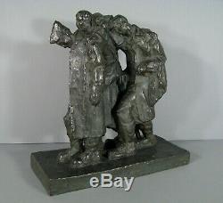 Militaria Soldats Exil Sculpture Ancienne Bronze Signé Saulo Fondeur Susse
