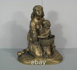 Moïse Sauvé Des Eaux Sculpture Bronze Ancien Signé Charles Cumberworth