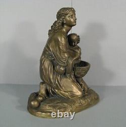 Moïse Sauvé Des Eaux Sculpture Bronze Ancien Signé Charles Cumberworth