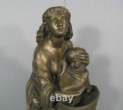 Moïse Sauvé Des Eaux Sculpture Bronze Ancien Signé Charles Cumberworth