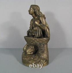 Moïse Sauvé Des Eaux Sculpture Bronze Ancien Signé Charles Cumberworth