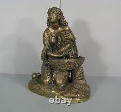 Moïse Sauvé Des Eaux Sculpture Bronze Ancien Signé Charles Cumberworth