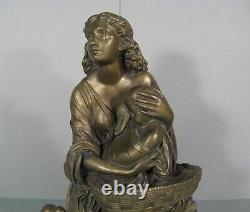 Moïse Sauvé Des Eaux Sculpture Bronze Ancien Signé Charles Cumberworth