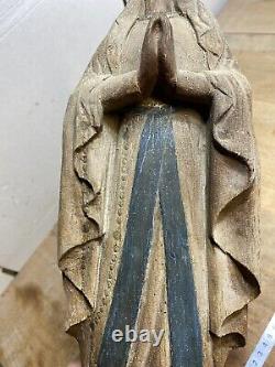 N. 3 Ancienne statue religieuse vierge Marie bois polychrome 43 cm De 1946 WW2