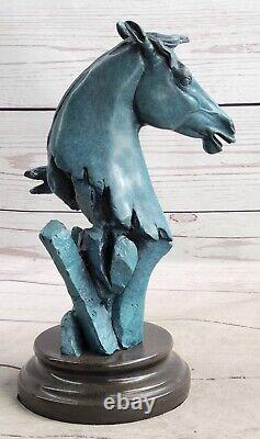 Neuf Cheval Tête Buste Statue Ornement Sculpture Ancien Style 100% Bronze Massif