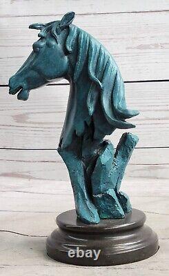 Neuf Cheval Tête Buste Statue Ornement Sculpture Ancien Style 100% Bronze Massif