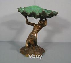 Nymphe Jeune Femme A La Coquille Coupe Vide- Poches Sculpture Bronze Ancien