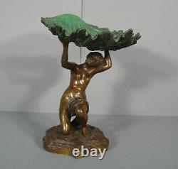 Nymphe Jeune Femme A La Coquille Coupe Vide- Poches Sculpture Bronze Ancien