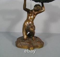 Nymphe Jeune Femme A La Coquille Coupe Vide- Poches Sculpture Bronze Ancien