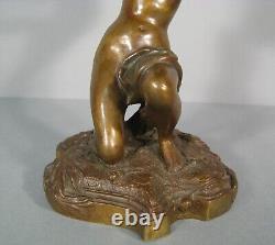 Nymphe Jeune Femme A La Coquille Coupe Vide- Poches Sculpture Bronze Ancien