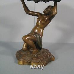 Nymphe Jeune Femme A La Coquille Coupe Vide- Poches Sculpture Bronze Ancien