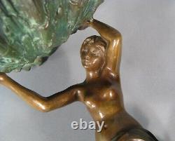 Nymphe Jeune Femme A La Coquille Coupe Vide- Poches Sculpture Bronze Ancien