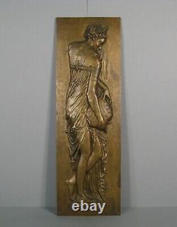 Nymphe Porteuse D'eau Bas-relief Bronze Ancien D'après Goujon Fontaine Innocents