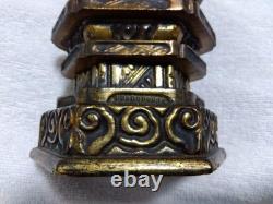 Oeuvre d'art ancienne statue assise Bouddha Amida sculpture sur bois art anci