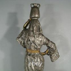 Orientalisme Jeune Femme Porteuse D'eau Sculpture Bronze Ancien Signée Leroux