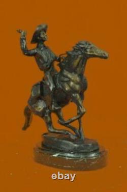 Original Seasoned Cowboy Sur Cheval Western Ancien Ouest Bronze Statue Cadeau