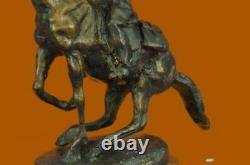 Original Seasoned Cowboy Sur Cheval Western Ancien Ouest Bronze Statue Cadeau