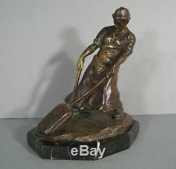 Ouvrier Fondeur Métallurgiste Ancienne Sculpture Bronze Signé Ludwig Eisenberger