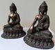 Paire De Statuette Bouddha Asiatique En Bronze Ancien