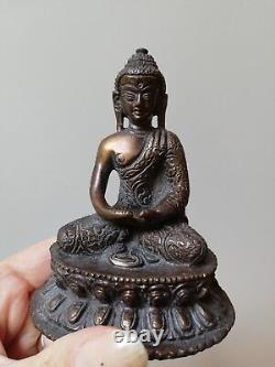 Paire De Statuette Bouddha Asiatique En Bronze Ancien