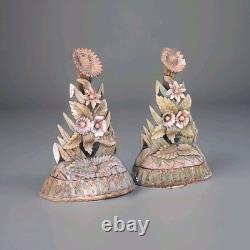 Paire Sculpture ancienne art déco Nouveau Forêt Noire, Bois Sculpté Motif floral