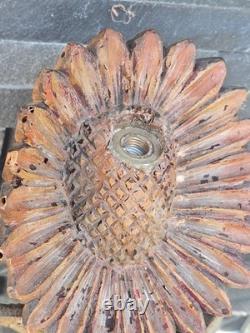 Paire Sculpture ancienne art déco Nouveau Forêt Noire, Bois Sculpté Motif floral