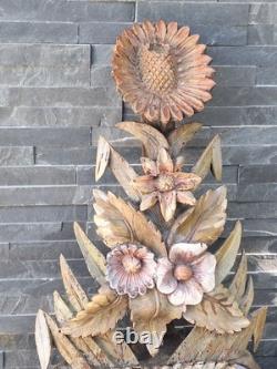 Paire Sculpture ancienne art déco Nouveau Forêt Noire, Bois Sculpté Motif floral