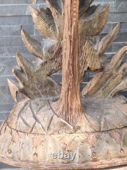 Paire Sculpture ancienne art déco Nouveau Forêt Noire, Bois Sculpté Motif floral